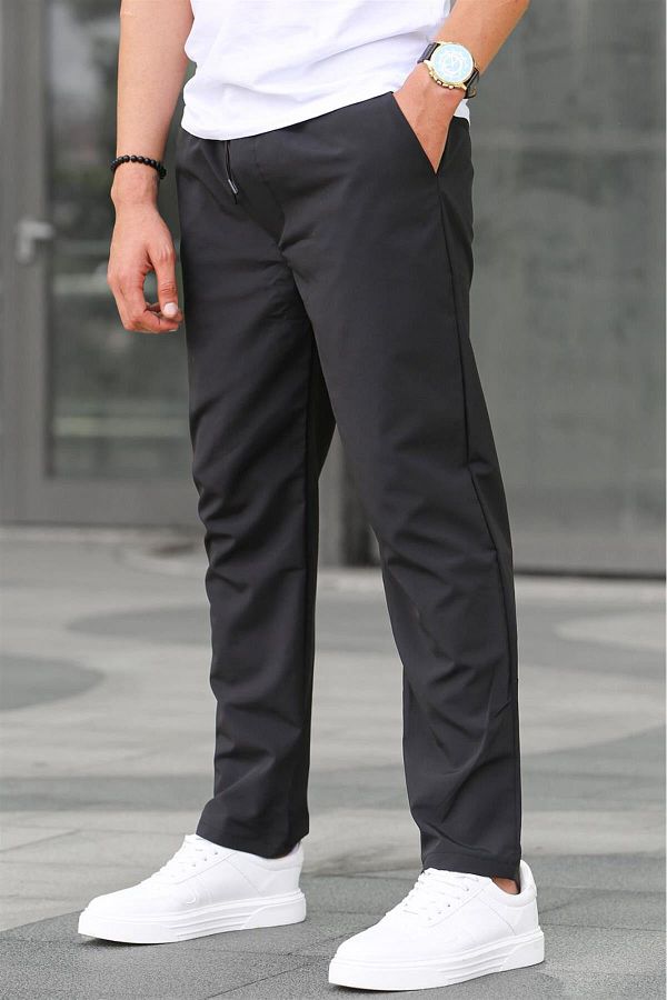 Madmext-Fabric Parachute Black Basic Men's Trousers 6513 1