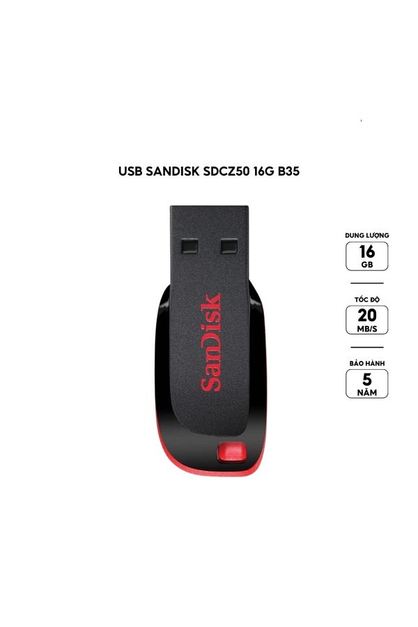 SanDisk-محرك أقراص فلاش كروزر بليد USB 2.0 سعة 16 جيجابايت - ‎SDCZ50-016G-B35 سعة 16 جيجابايت 1