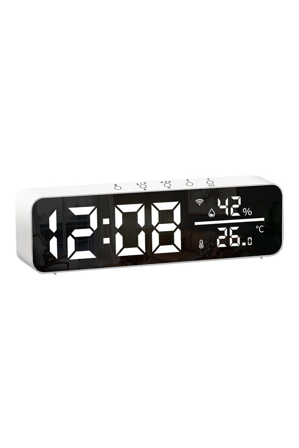 Choice-White Tuya WiFi Smart Electronic Alarm Clock Temperature Humidity Sensor LED Screen Smartlife APP Co 1