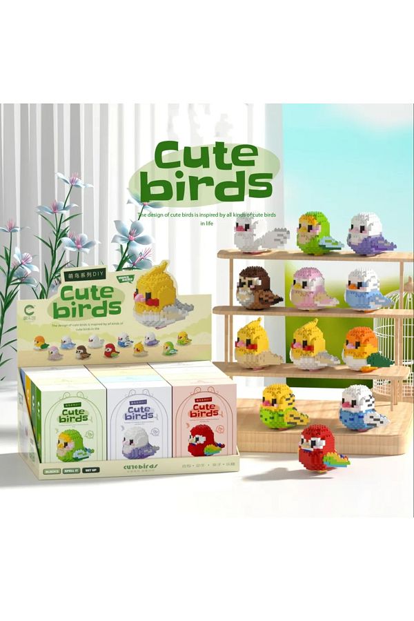 Choice-12PCS with box 12PCS/Set Kawaii Bird Small Building Blocks Building Creative Educational Building To 1