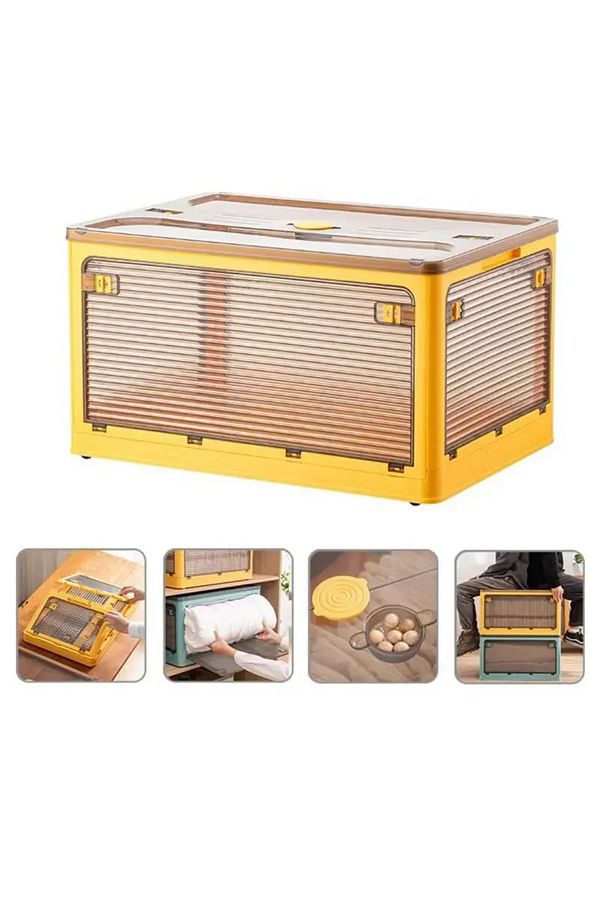 Choice-40x29x24cm yellow Foldable Storage Box with Wheels Large Capacity Transparent Stackable Waterproof f 1