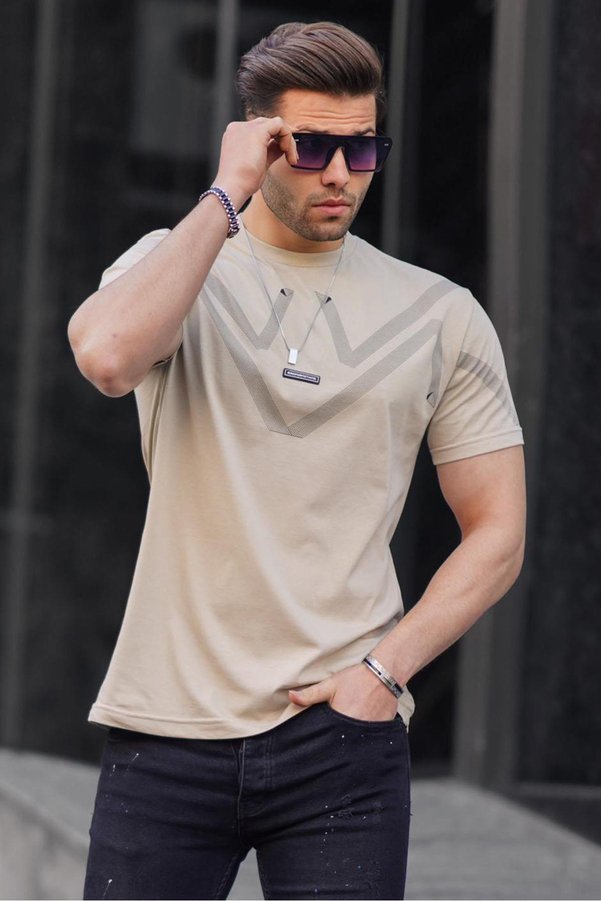 Madmext Beige T-Shirt 5369