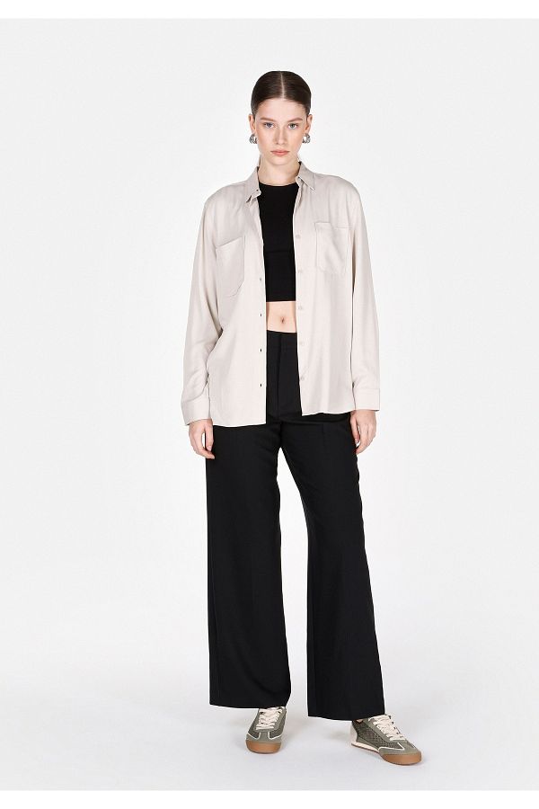 Colin's-Regular Fit Shirt Neck Plain Women's Mink Roll-Up Shirt 1