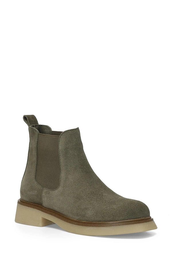 İnci-Pearl 101923790   Mery Khaki Nubuck Women's Genuine Leather Boots 1