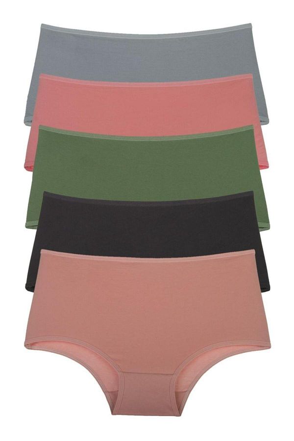 Nicoletta-Magas derekú pamut lycra női bugyi - zöld 5 db-os csomag 1