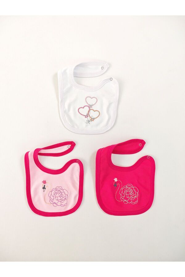 Tomuycuk %100 Pamuklu 3'lü Kız Bebek Önlüğü Yakalık Mama Önlüğü Çift Katlı Çıtçıtlı Fular Salya Önlüğü