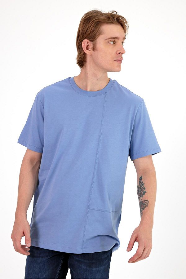 VENA-Men's Ryan Sky Blue Crew Neck Regular Fit T-Shirt 1