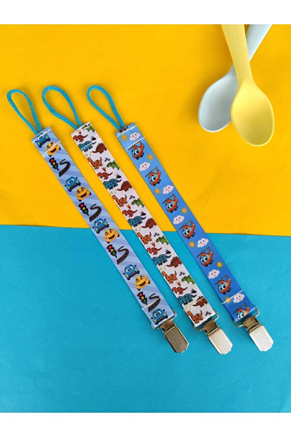 3Baby 3'lü Emzik Askısı Seti / Emzik Tutucu / Emzik Zinciri