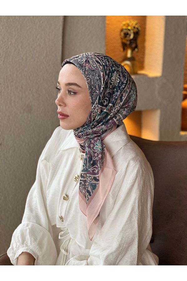 Modakaşmir-Flower Path Pattern Cotton Scarf 1