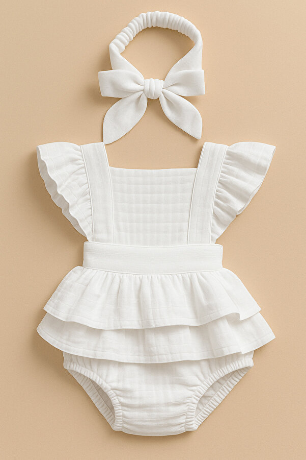 ipek atlas Kız Bebek Ve Çocuk Fiyonklu Zıbınlı Müslin Elbise