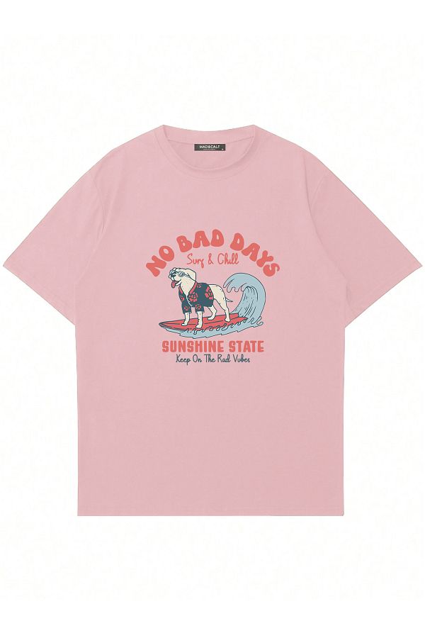 Mad&Calf-Unisex No Bad Days Printed Crew Neck Oversize Tshirt 1