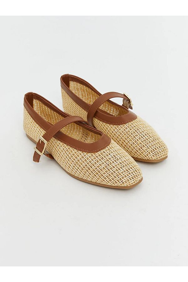 LC Waikiki-Lcw Steps Beige Wicker Women's Ballerinas 1