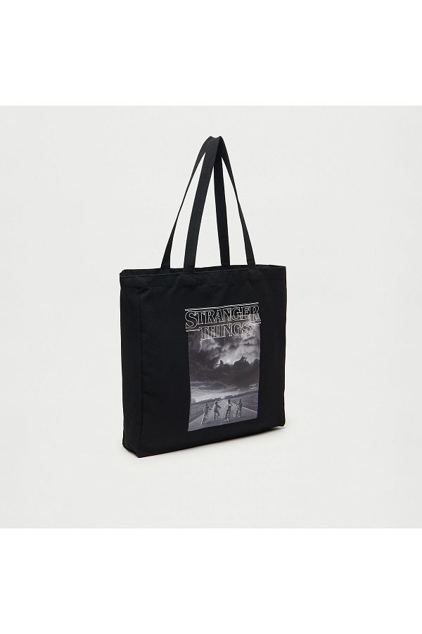 SP Characters-Stranger Things Print Shopper Bag with Double Handle 1