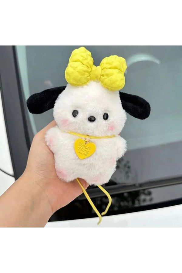 Choice-04 Plush Pochacco doll Anime cartoon Bag Pendant Car Keychain Accessories Kawaii Sanrio Keychain Bow 1