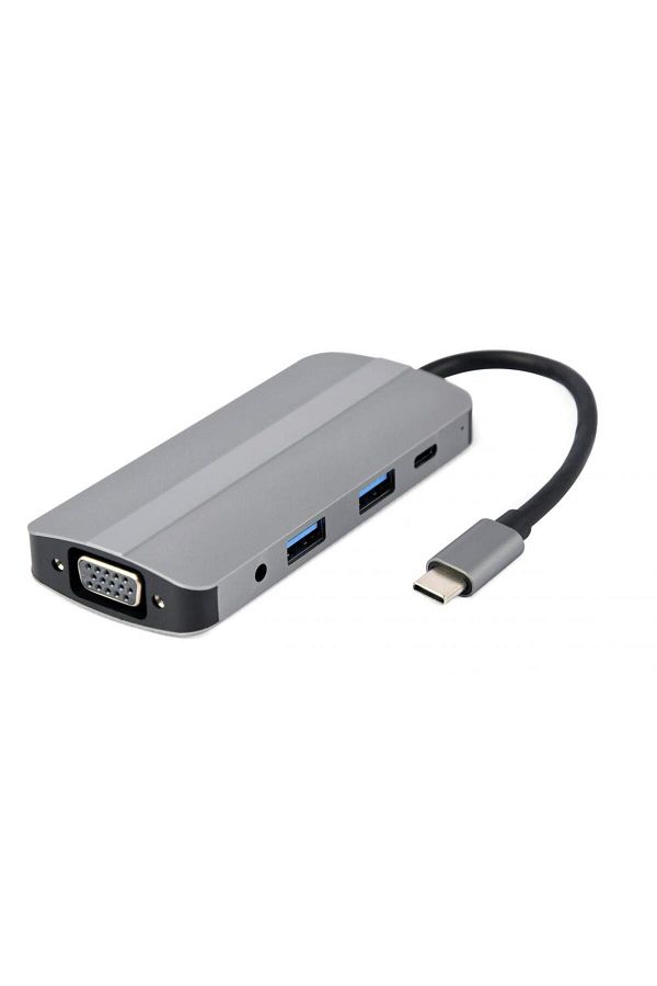 Gembird-HUB USB Gembird 8-în-1 A-CM-COMBO8-02, HDMI, VGA, USB, USB tip C (Gri) 1