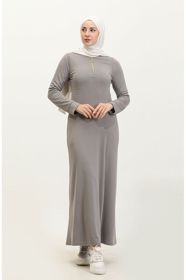 sefamerve-Szara sukienka zapinana na suwak - model 2148-02 1