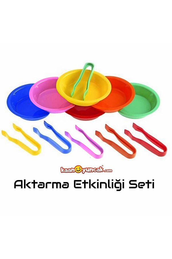 kaan oyuncak Aktarma Seti - Kase Ve Cımbızlar Montessori Set ( 6 Adet Kase - 6 Adet Cımbız)