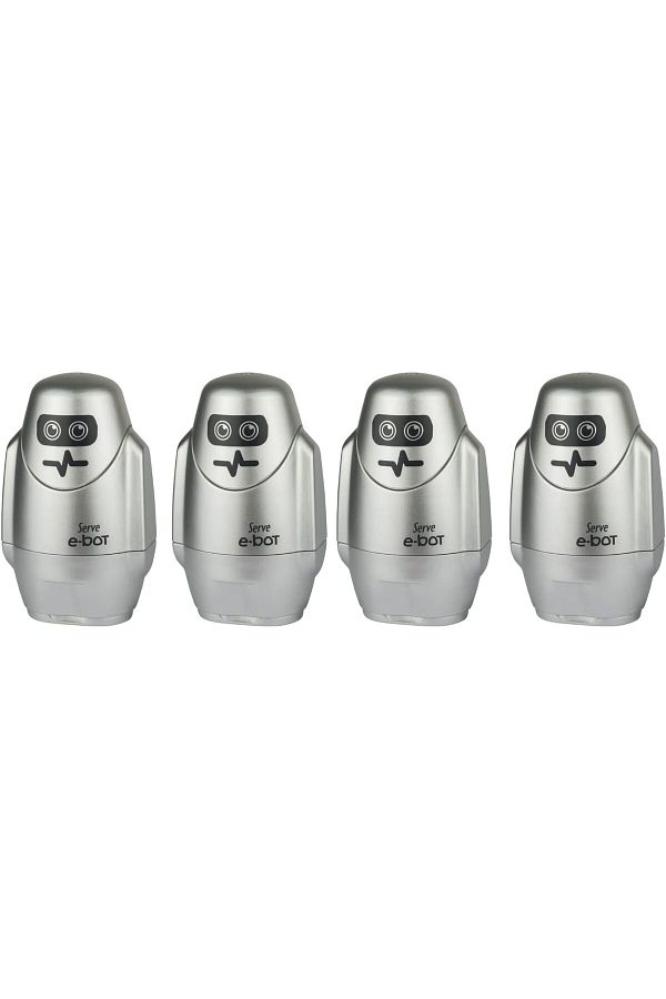 Mu Art-E-Bot Pencil Sharpener with Eraser Metallic Gray Set of 4 1