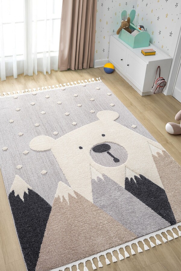 Eliz Home Ayıcıklı Yumuşak Bukleli Dokuma Halı Bebek Odası Çocuk Odası Genç Odası Halısı 17