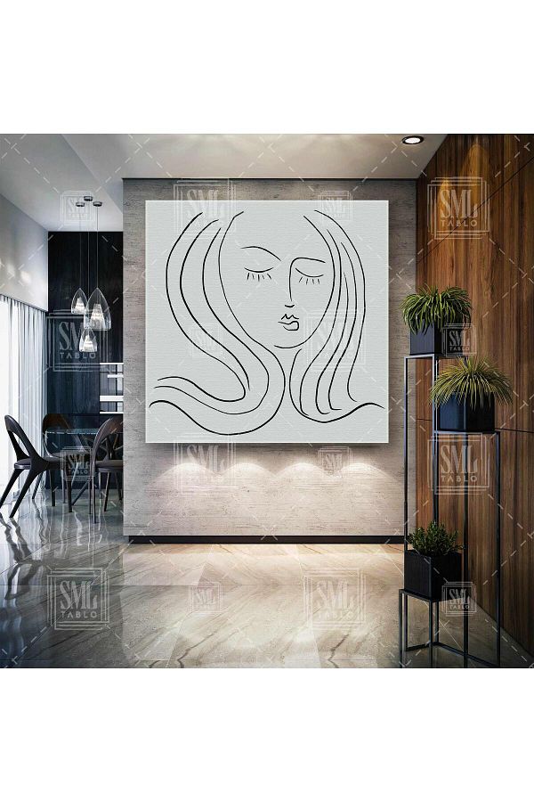 SML TABLO-Henri Matisse Eyes Closed Linear Portret de femeie Minimal Boho Canvas Square Canvas Print 1