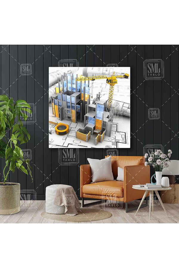 SML TABLO-Proiectare în construcții Inginerie în construcții Supravegherea clădirilor Clădire City Square Canvas Painting 1