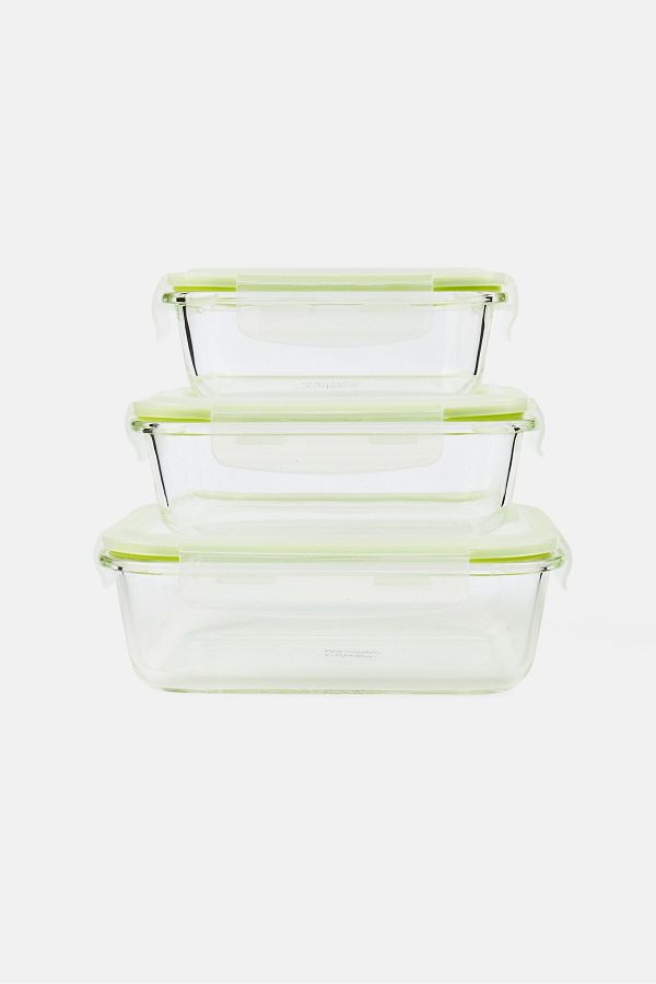 Catherine Malandrino-3 Piece Set Of Rectangular Glass Food Containers With Pp Lid 1