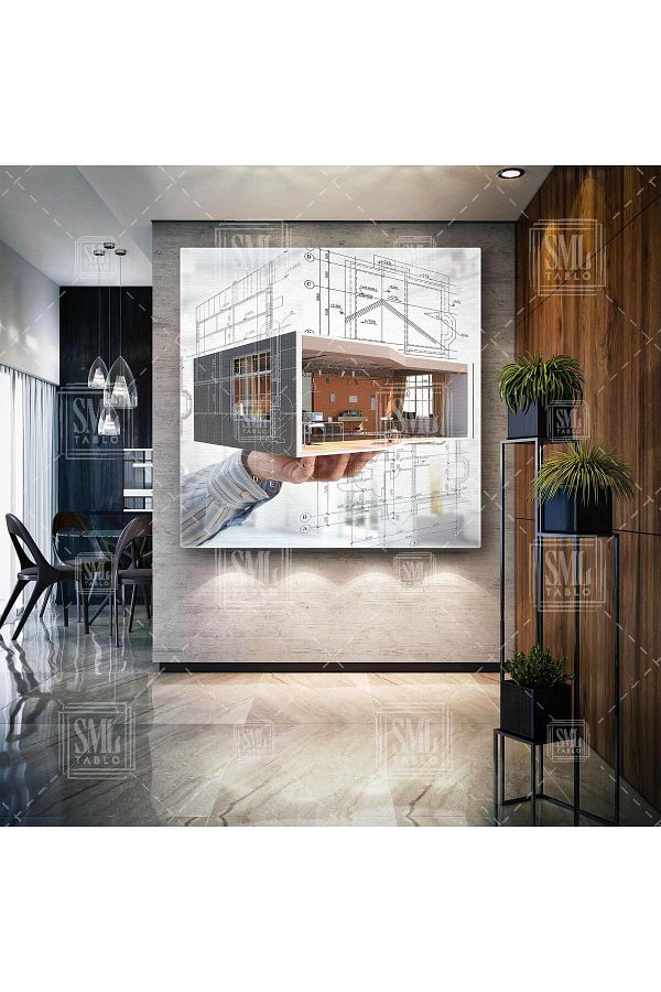 SML TABLO-Architecture Office Building Design Civil Engineering Square Canvas Painting 1