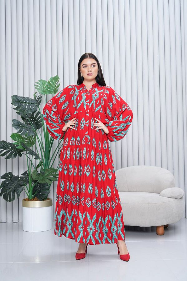 My Blog-Red Mixed Pattern Plus Size Dress - 3005 - 2 1