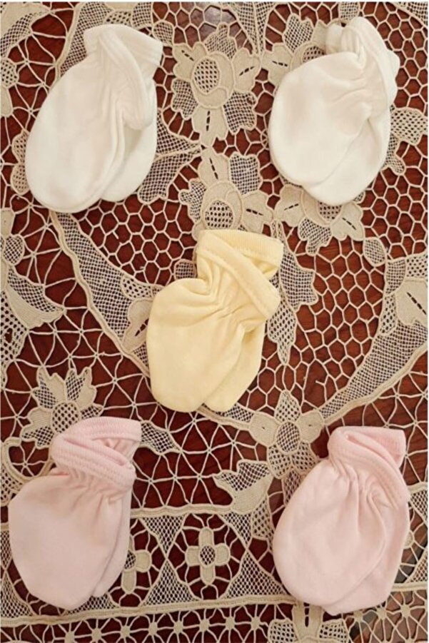 Baby Bakkal 5 Çift Pamuklu Lastikli ( 0 - 3 ) Ay Eldiven