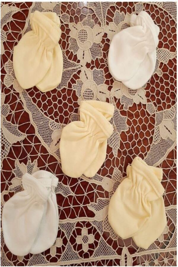 Baby Bakkal 5 Çift Pamuklu Lastikli ( 0 - 3 ) Ay Eldiven