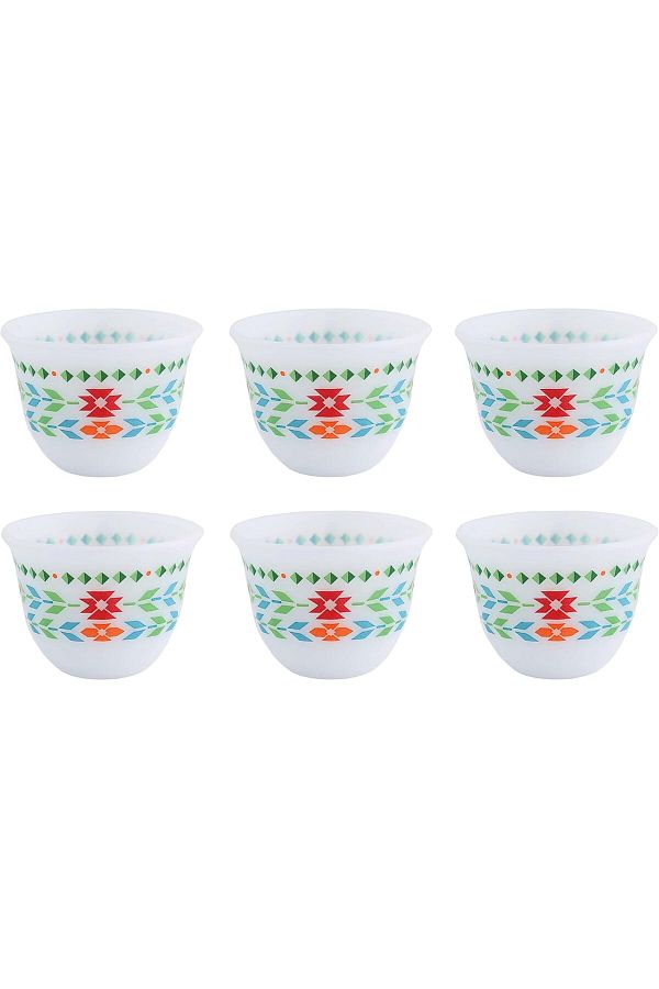 Generic-AL SAIF Gawa Cup Set Of 6PCs, White/Green Size: Large, K65171/7/L 1