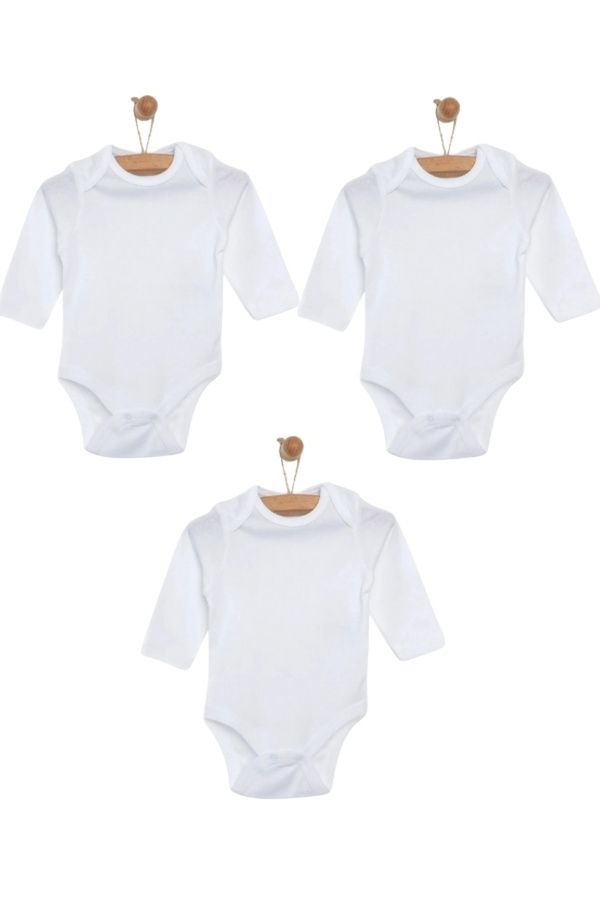 mixibaby Mixi Baby %100 Pamuklu Çıtçıtlı Uzun Kol Bebek Body 3'lü Set Unisex