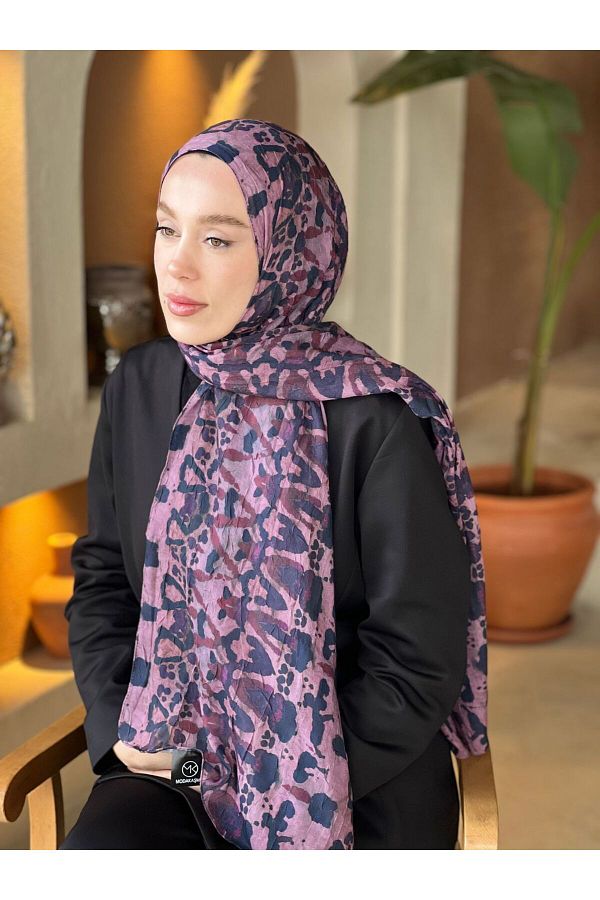 Modakaşmir-Abstract Zigzag Pattern Bamboo Shawl 1