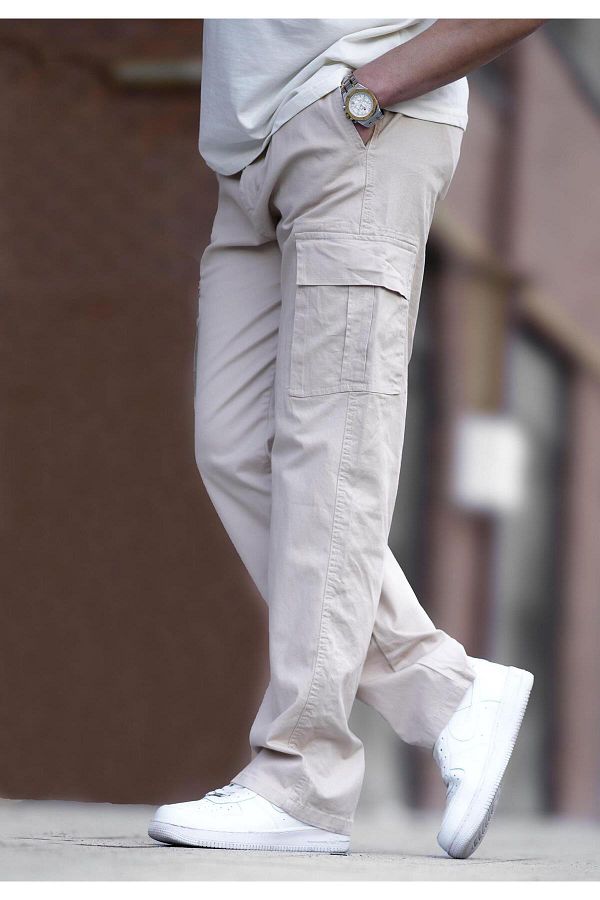 Madmext-Beige Herren-Cargo-Taschen-Baggy-Hose 6811 1