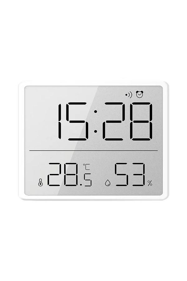 Choice-White Ultra Thin Alarm Clock LCD Large Screen Digital Temperature Hygrometer Simple Alarm Clock Magn 1