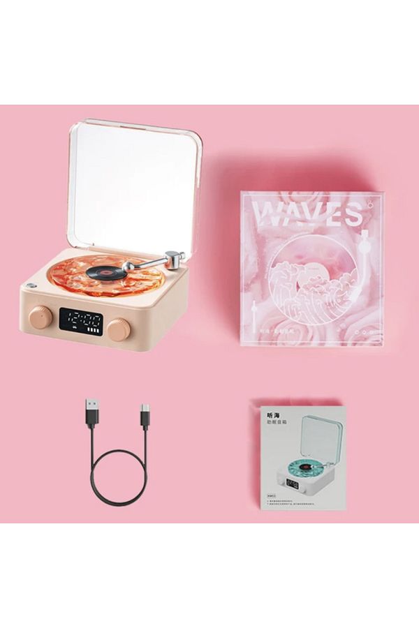 Choice-Pink Retro Turntable Speaker With White Noise Wireless Bluetooth Vinyl Record Player Stereo Sound Rg 1