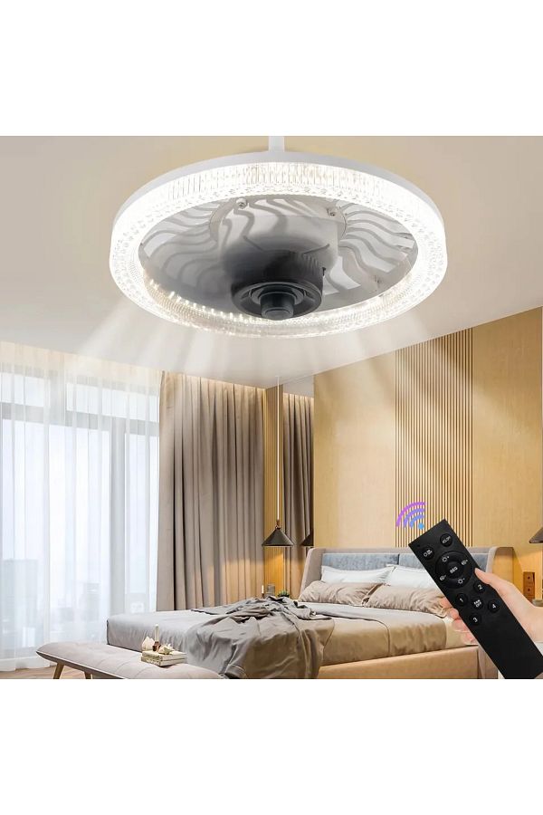 Choice-85-265V WHITE AC85-265V Modern E27 Ceiling Fan With Light Smart Remote Control Electric Fan Quiet Mo 1