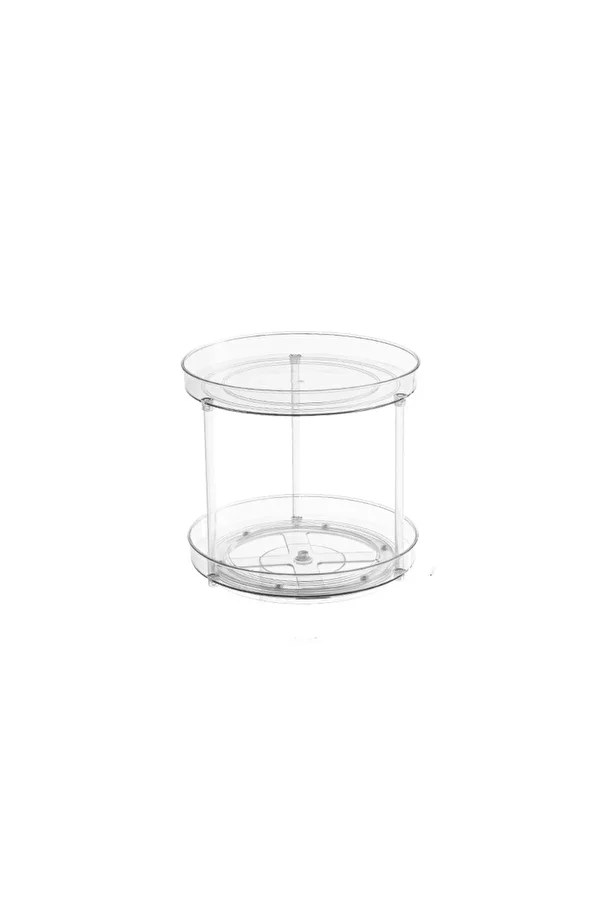 Choice-toumingseshuangceng 1Pc/Kitchen Rack Transparent Rotating Storage Rack Spice Storage Condiment Stora 1