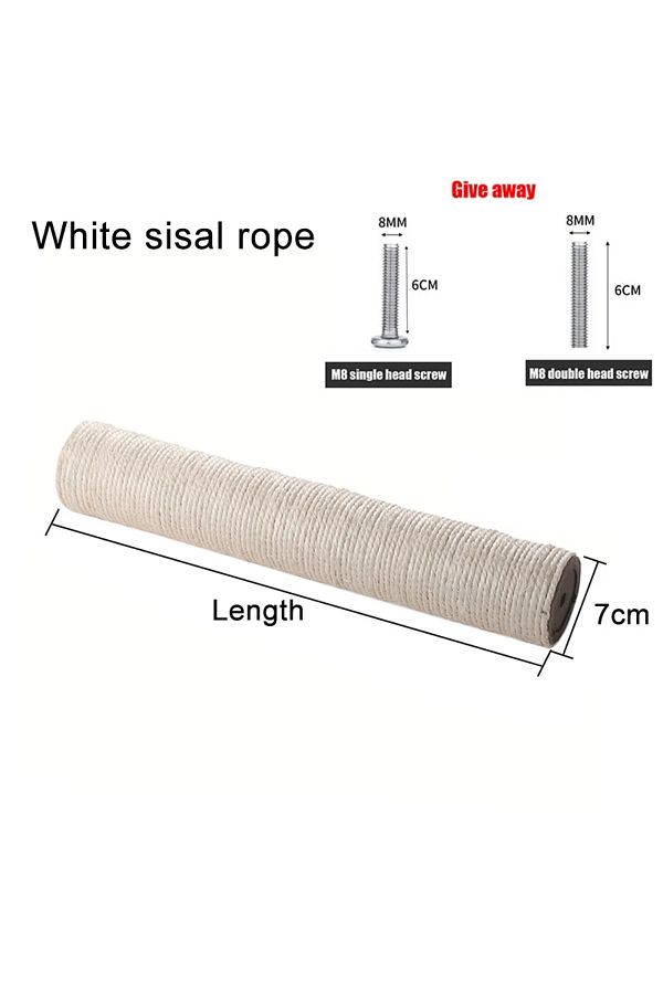 TUNFAN-25cm White sisal Cat Scratching Post for Cat Tree Tower DIY Cat Climbing Frame Replacement Post Sisa 1