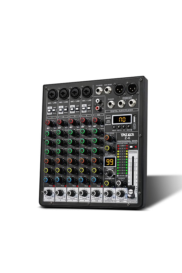 Choice-Z-6 TKLBLS Professional 6-Channel 99DSP Audio Mixer 48V Phantom Power USB Studio Karaoke Bluetooth D 1