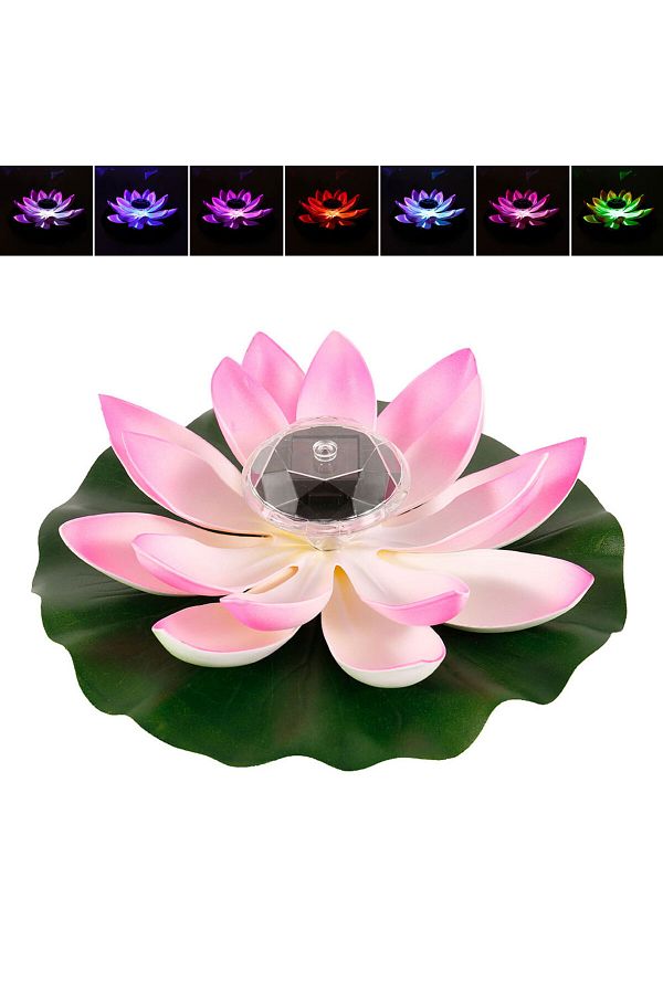 Choice-Gradient Floating Lotus Light Solar Powered Lotus Lamp with 7 Colors RGB LED Light Waterproof Lotus 1