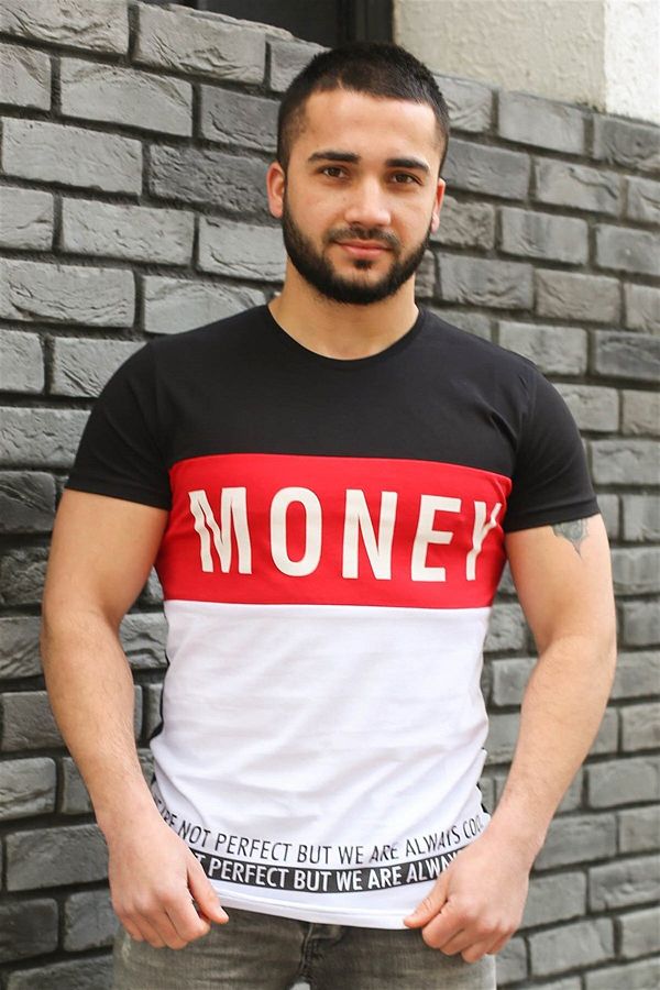 Madmext-Color Blocked T-Shirt Λεπτομερές μαύρο T-Shirt 3077 1
