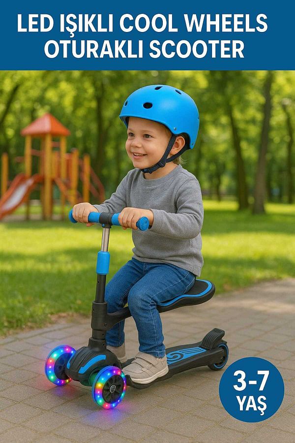 Scooter-Cool Wheels Led Light Scooter with Seat |   3 Wheel Combo Scooter 3-7 Years Old 1