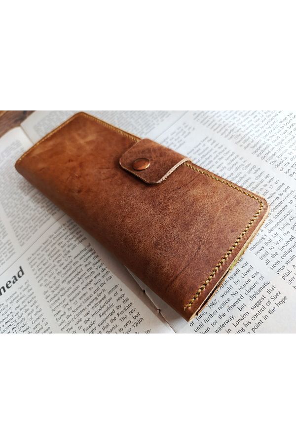 Mahfuz-Crazy Purely Handmade Real Crazy Leather Wallet 12 Cards 2 Banknote Areas (19.4Cm*8.5Cm) Da278 1