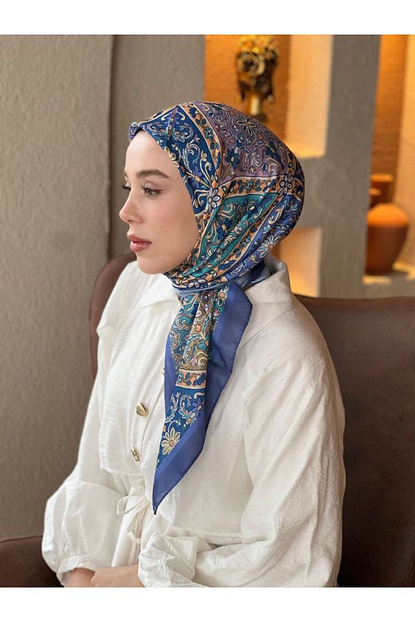 Modakaşmir-Flower Path Pattern Cotton Scarf 1