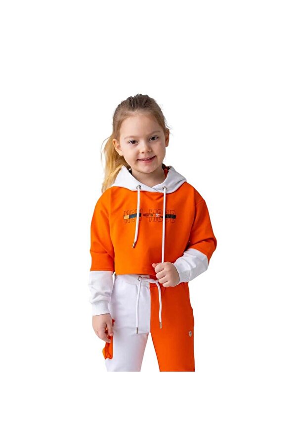 Zeyland Kız Çocuk Kapüşonlu Crop Sweatshirt-Oranj