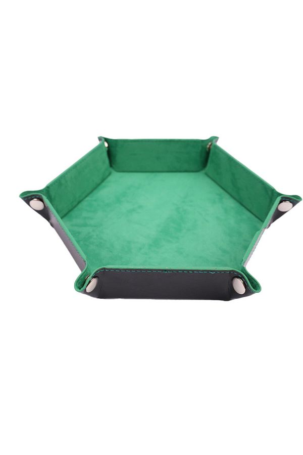 Choice-Awod0191-gn Foldable Dice Tray Box Pu Leather Folding Hexagon Key Storage Coin Square Tray Dice Game 1