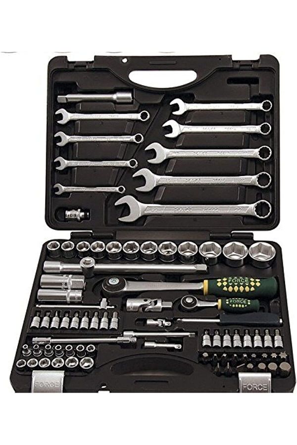 Force-4821 Hex Socket and Wrench Set Tool Kit, Hex end (Black, 82-Pieces) 1