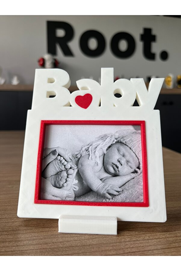 Root Made Bebek Fotoğraf Çerçevesi Baby Yazılı Kalpli Çerçeve Dekoratif Modern Anı Çerçeve