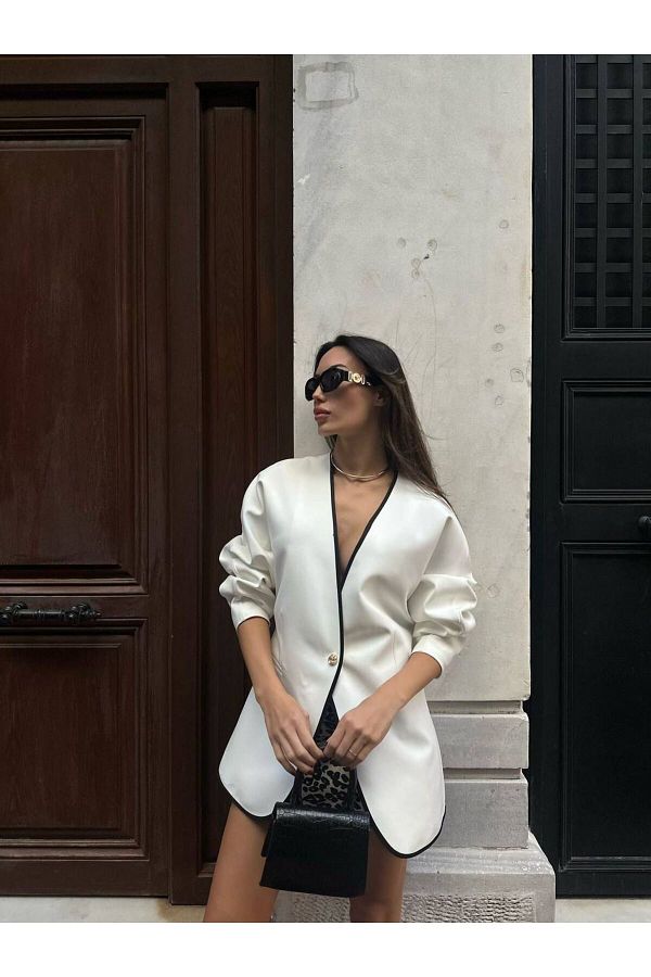 MODAGK-Design Single Button Lined Blazer Jacket 1
